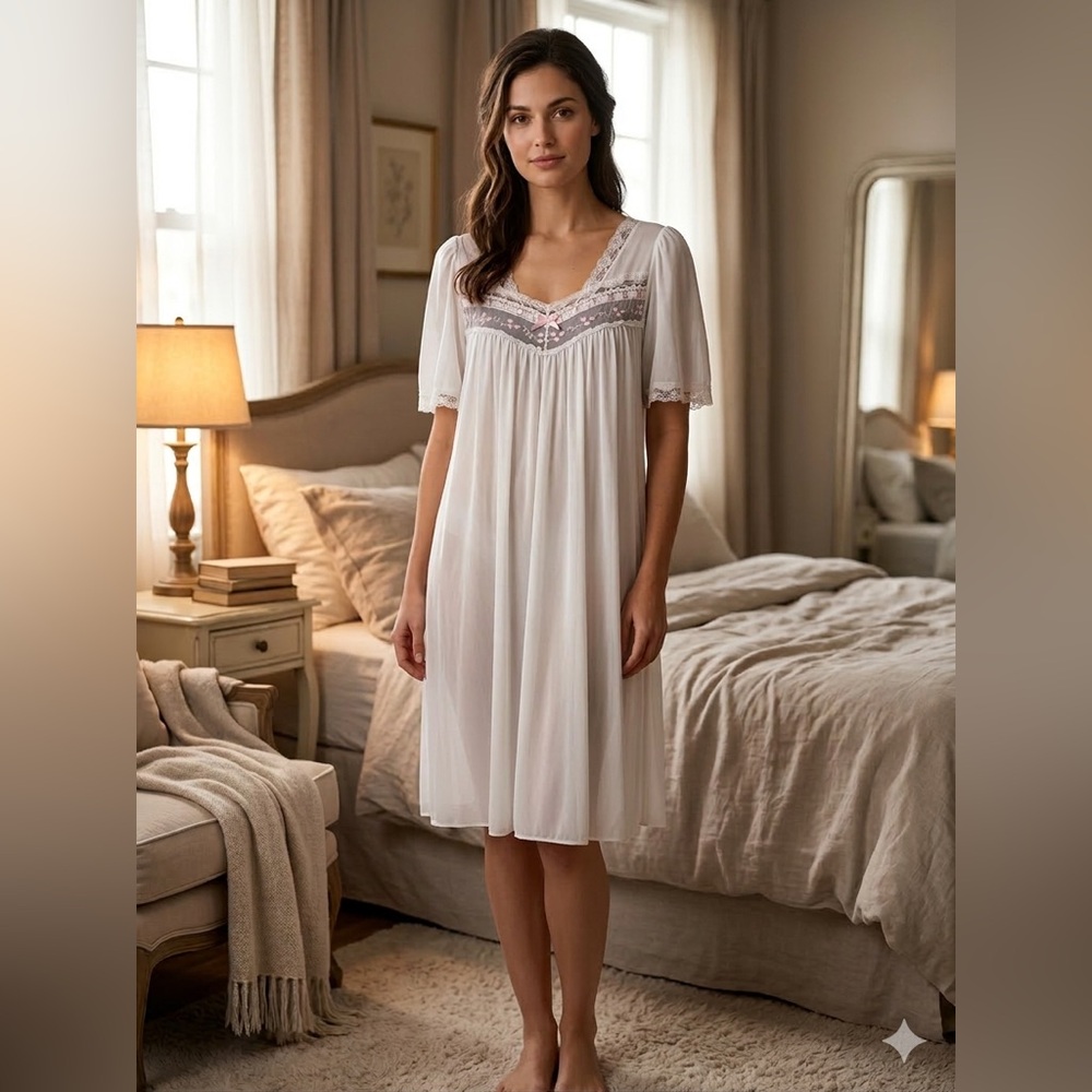 Miss Elaine White Lace Nightgown